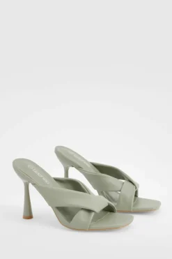 Sandals|Heels*boohoo Padded Twist Front Heeled Mules sage