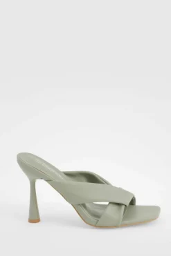 Sandals|Heels*boohoo Padded Twist Front Heeled Mules sage