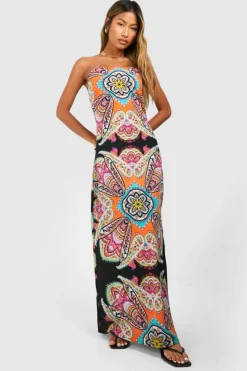 Cami Dresses*boohoo Paisley Column Maxi Dress black