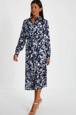 Shirt Dresses|Midi Dresses*Quiz Paisley Print Shirt Midi Dress Navy