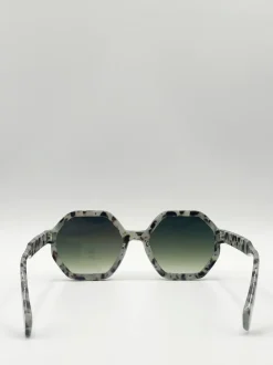 Sunglasses*SVNX Pale tortoiseshell oversized hexagon Sunglasses Grey