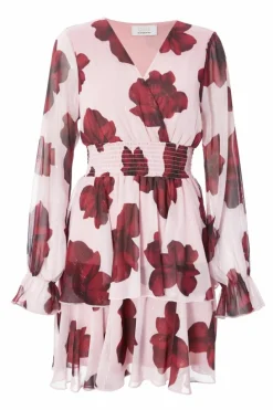 Skater Dresses*Quiz Floral Tiered Skater Dress Pale Pink