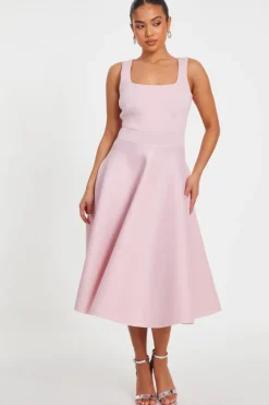 A Line Dresses|Midi Dresses*Quiz Petite A-Line Midi Dress Pale Pink
