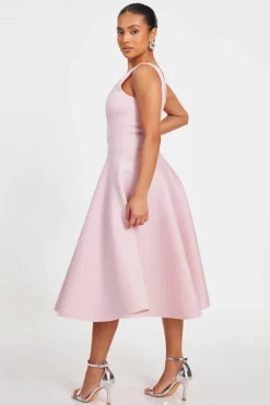 A Line Dresses|Midi Dresses*Quiz Petite A-Line Midi Dress Pale Pink