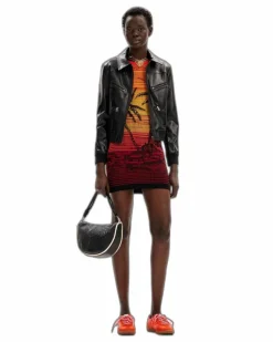 T-Shirt Dresses|Shirt Dresses*Desigual Palm Tree Knit Dress Sunset Style Red