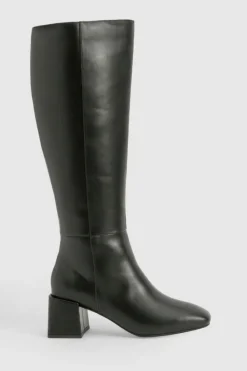 Heels|Over The Knee Boots*boohoo Panel Detail Block Heel Knee High Boots black