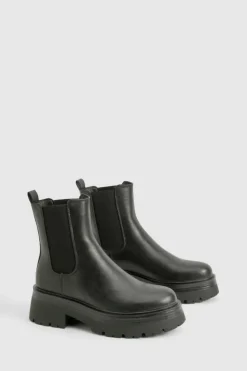 Chunky Boots*boohoo Panel Detail Chunky Chelsea Boots black