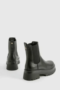 Chunky Boots*boohoo Panel Detail Chunky Chelsea Boots black