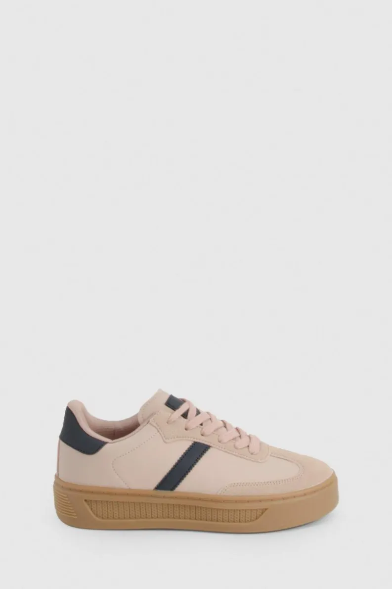 Trainers*boohoo Panel Detail Gum Sole Trainers pink