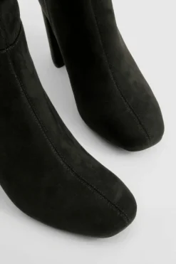 Heels|Over The Knee Boots*boohoo Panel Detail Heeled Block Heeled Knee High Boots black