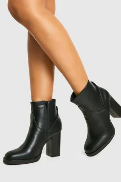 Heeled Boots|All Boots*boohoo Panel Detail Heeled Boot black