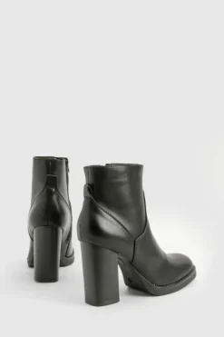 Heeled Boots|All Boots*boohoo Panel Detail Heeled Boot black