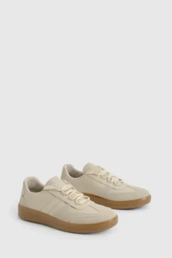 Trainers*boohoo Panel Gum Sole Trainers beige