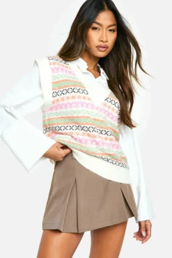 Jumpers*boohoo Pastel Fairisle Boxy Fit Knitted Tank multi