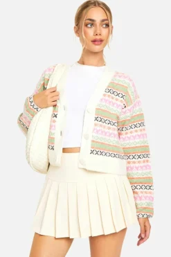 Cardigans*boohoo Pastel Fairisle Boxy Fit Knitted Cardigan multi