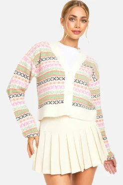 Cardigans*boohoo Pastel Fairisle Boxy Fit Knitted Cardigan multi