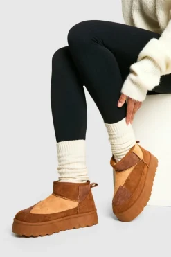 Cosy Boots|All Boots*boohoo Patchwork Platform Cosy Boot tan