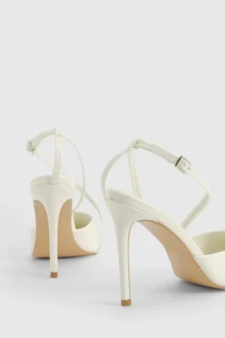 Heels*boohoo Patent Asymmetric Court Heels ecru