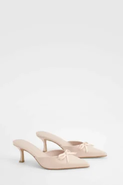 Heels*boohoo Patent Bow Detail Court Heels nude