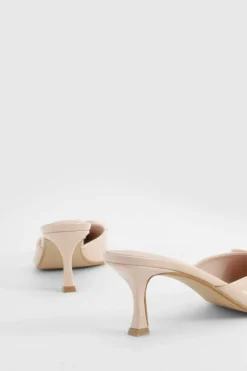 Heels*boohoo Patent Bow Detail Court Heels nude