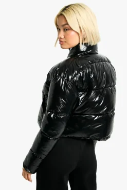 Up To 80% Off Winter Warmers|Puffer Jackets*boohoo Patent Boxy Puffer Jacket black