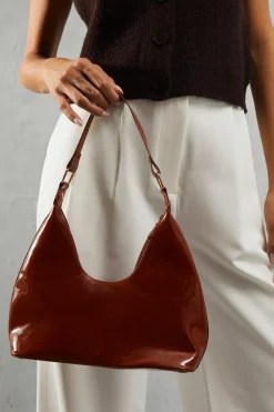 Shoulder Bags|Handbags*MissPap Patent High Shine Shoulder Bag brown