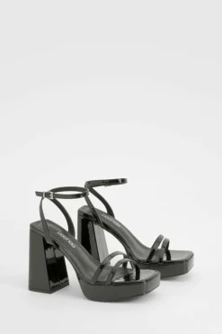 Heels*boohoo Patent Platform Strappy Heels black