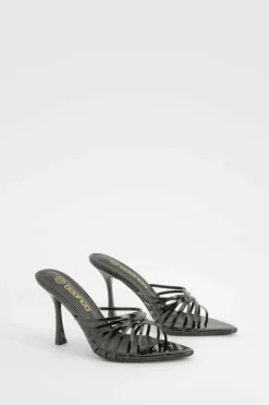 Sandals|Heels*boohoo Patent Strappy Pointed Mules black