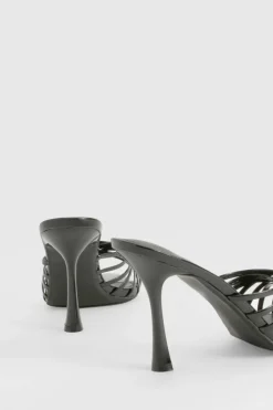 Sandals|Heels*boohoo Patent Strappy Pointed Mules black