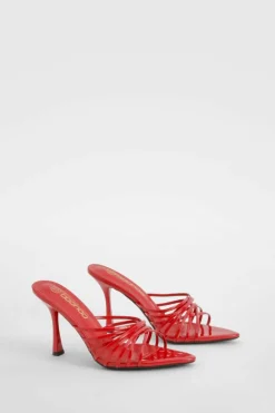 Sandals|Heels*boohoo Patent Strappy Pointed Mules red