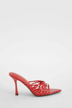 Sandals|Heels*boohoo Patent Strappy Pointed Mules red