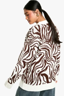Cardigans*boohoo Pattern Detail Oversized Cardigan chocolate