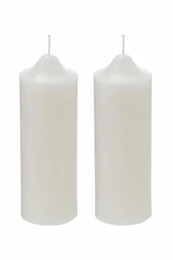 Candles & Diffusers|Candles*Living and Home 2Pcs Unscented Cylindrical Candles with Conical Heads White