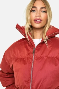 Up To 80% Off Winter Warmers|Puffer Jackets*boohoo Peached Padded Puffer Jacket rust