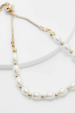 Bracelets*boohoo Pearl And Toggle Bracelet gold