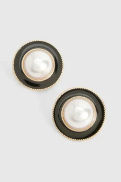 Statement Earrings*boohoo Pearl Detail Oversized Stud Earrings gold