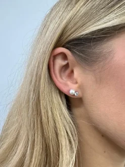Earrings*SVNX Pearl Diamante Earrings in Silver