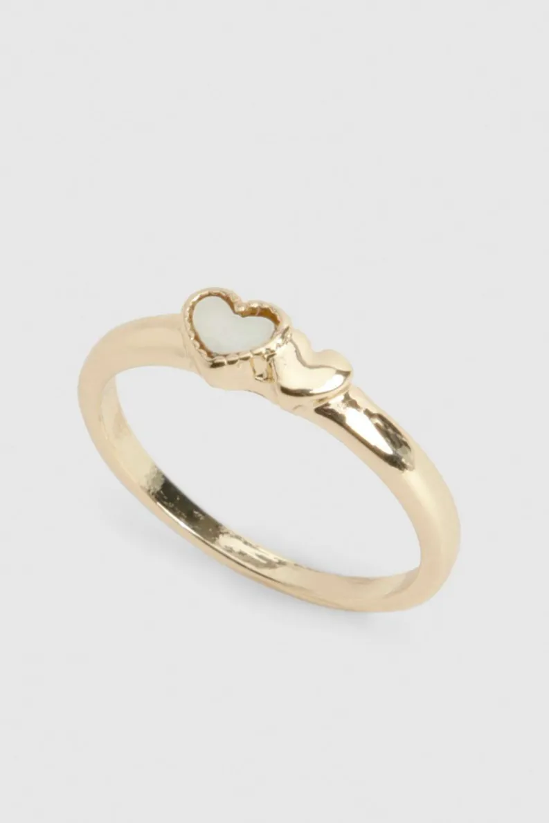 Rings*boohoo Double Heart Ring pearl