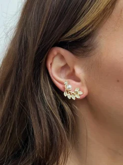 Earrings*SVNX Pearl Leaf Stud Earring in Gold