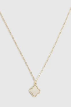 Necklaces*boohoo Single Clover Necklace pearl
