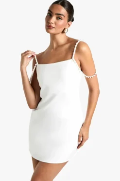 Bodycon Dresses|Mini Dresses*boohoo Pearl Strap Mini Dress white