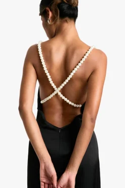 Maxi Dresses*boohoo Pearl Trim Detail V Maxi Dress black