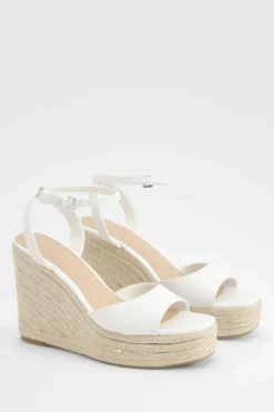 Wedges*boohoo Peep Toe Espadrille Wedges white