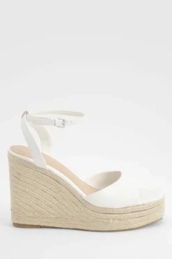 Wedges*boohoo Peep Toe Espadrille Wedges white
