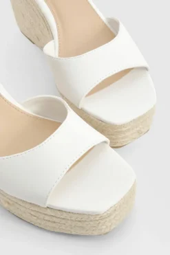 Wedges*boohoo Peep Toe Espadrille Wedges white