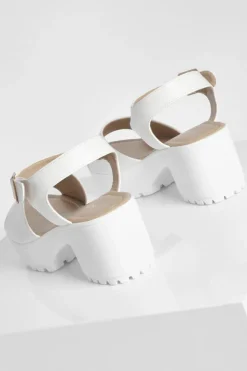 Flats|Sandals*boohoo Peep Toe Two Part Cleated Sandals white