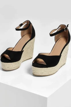 Wedges*boohoo Peeptoe Espadrille Wedges black