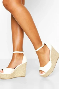 Wedges*boohoo Peeptoe Espadrille Wedges white