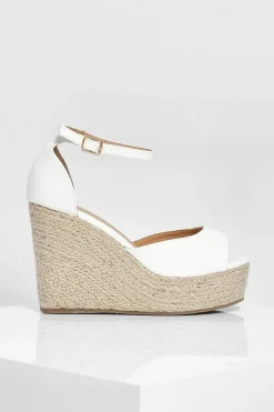 Wedges*boohoo Peeptoe Espadrille Wedges white