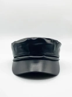 Hats & Gloves|Hats & Gloves*SVNX Penelope PU Leather Baker Boy In Black